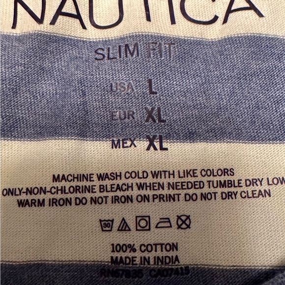 NAUTICA Dark and light blue striped tshirt. Size L. Slim Fit. - Picture 2 of 3